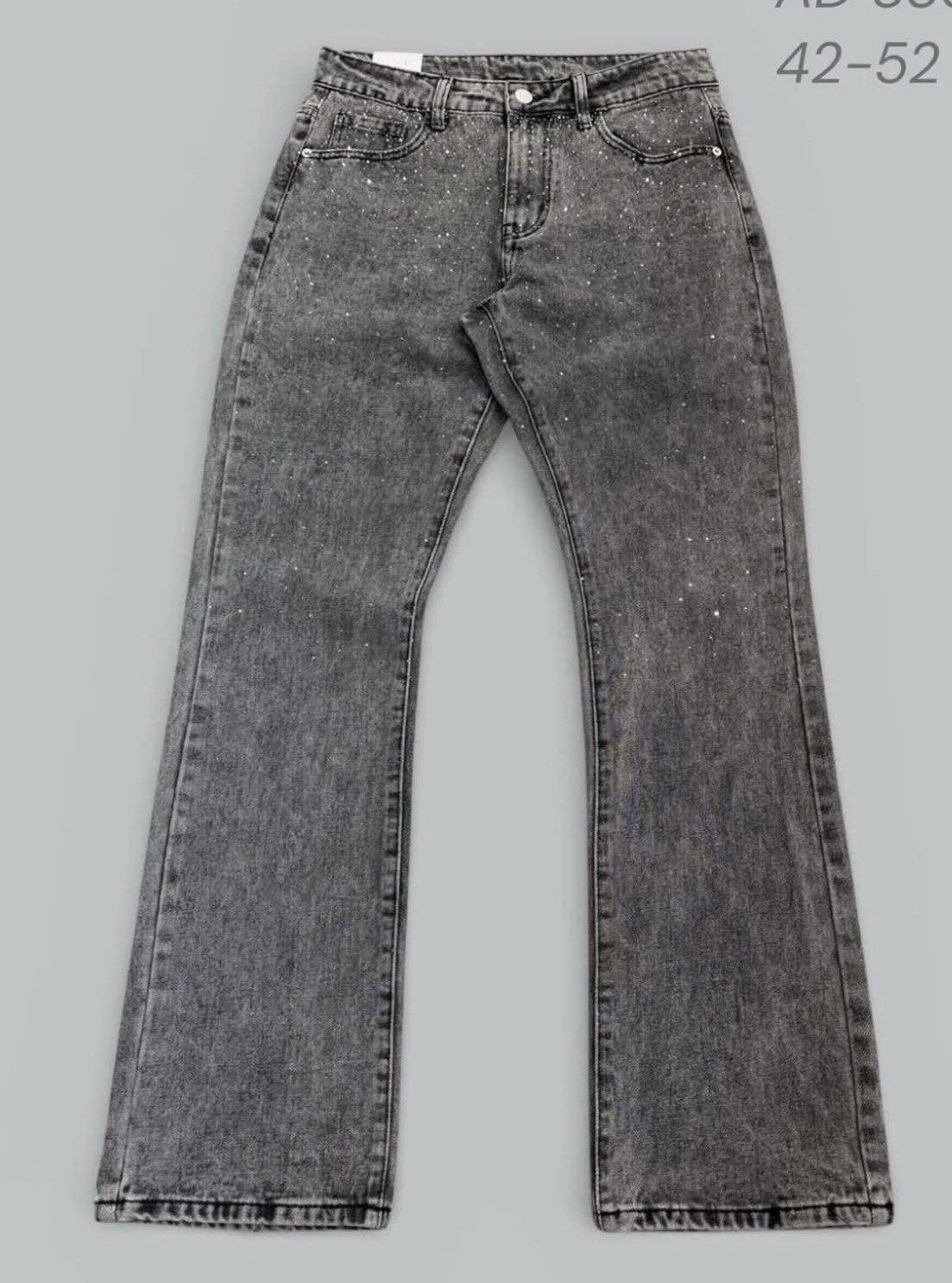 Jeans Strass Grigio